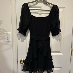 NWT from Francesca’s - Trixxi black lace short-sleeve dress, size S